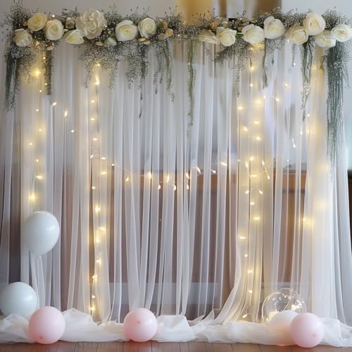 20ft X 10ft White Tulle Backdrop Curtain for Parites, Sheer Backdrop Curtains Fabric Drapes for Wedding Ceremony Arch Party Stage Decorations - Image 7