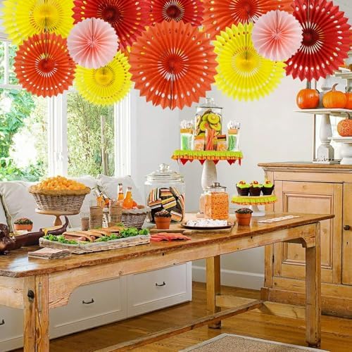 BEISHIDA Honeycomb Round Paper Fans Fall Orange Hanging Party Decoration - Image 4