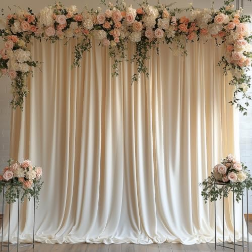 Champagne Backdrop Curtains for Wedding Parties, 10x10FT Wrinkle Free Photo Backdrop Curtains for Wedding Birthday Party Baby Shower, Fabric Drape with Rod Pockets 5ft x10ft, 2 Panels by Unknown