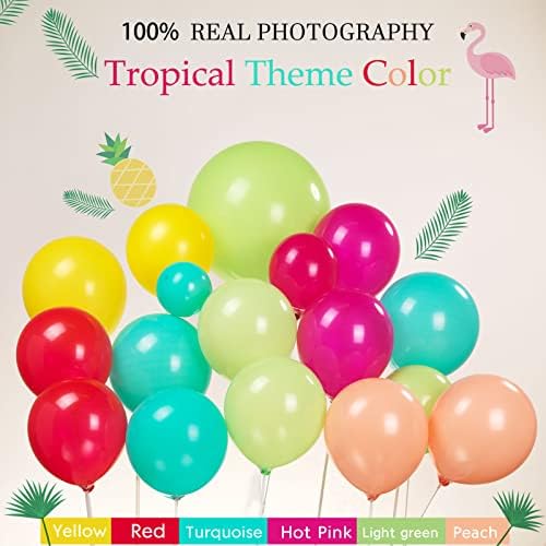 Flamingo Tropical Balloon Garland kit Hot Pink Teal Orange Mylar Pineapple Palm Ballloon arch For Summer Beach Hawaiian Luau Aloha Birthday Baby Shower Party Decorations - Image 4