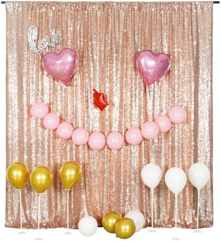 Poise3EHome Rose Gold Sequin Backdrop,8FT x 10FT Sequin Photography Backdrop Curtain for Party Decoration - Image 6