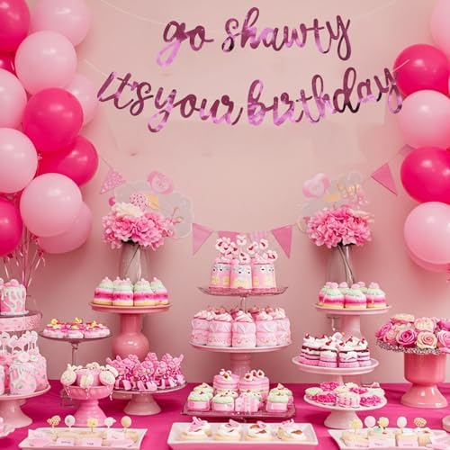 BEISHIDA Bright Pink Pre-Strung Go Shawty It's Your Birthday Banner Decor - Image 6