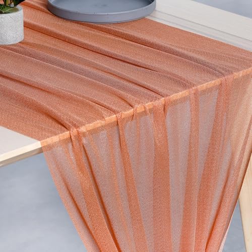 Pack of 12 Chiffon Table Runners 29 x 120 Inch, 10FT Long - Coral Peach - Image 2