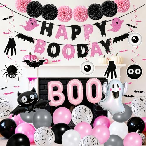 Pink Halloween Birthday Party Decorations, Happy Boo Day Decorations Kit - Image 2