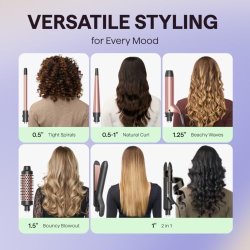 Wavytalk 5 in 1 Curling Iron with Thermal Brush,Flat Iron,Versatile Styling - Image 2