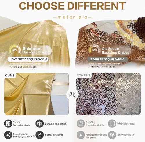20ftx40ft Gold Ceiling Curtain for Wedding Parties - Image 4