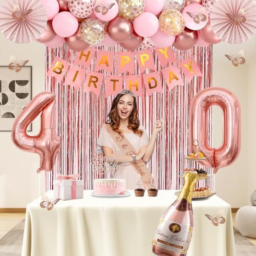 Juesly 40th Birthday Decorations for Women, 51pcs 40 Year Old Party Set - Image 6