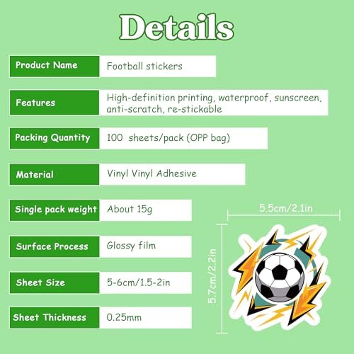 Soccer Party Favors - 100 PCS Soccer Stickers for Kids | 2026 World Game Cup Merchandise Gifts Activities Birthday Toys Games Crafts for Goodie Bags Gift Bags - Image 6
