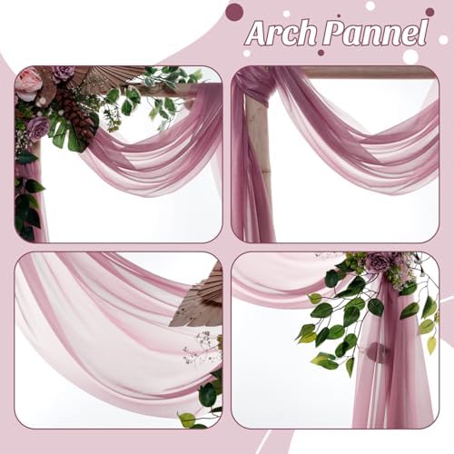 Pack of 2 Wedding Arch Drape Panel Fabric 30" x 50ft - Mauva - Image 5