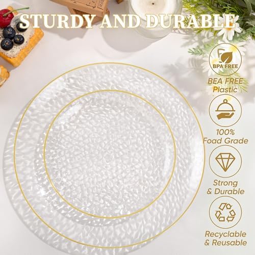 I00000 150 Clear Plastic Plates Set, Disposable Hammered Plates for party - Image 2