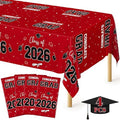 QZYL 4 Pack Graduation Table Cloth, 54" x 108" Red 2026 Graduation Table Decorations, Disposable Grad Party Decorations for College, Rectangle Plastic Tablecover for Class of 2026 Congrats Grad by QZYL