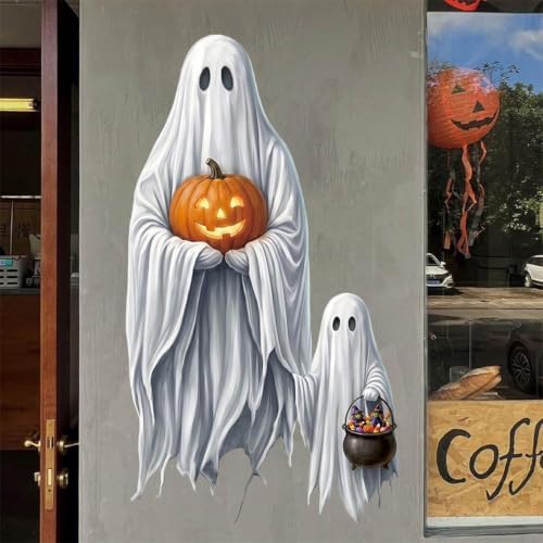 Halloween Window Clings Decorations Ghost Pumpkin Window Stickers Static Spooky Glass Window Sticker Decals for Home Office Classroom Party Haunted House Seasonal Decor 1 Sheet - Image 6