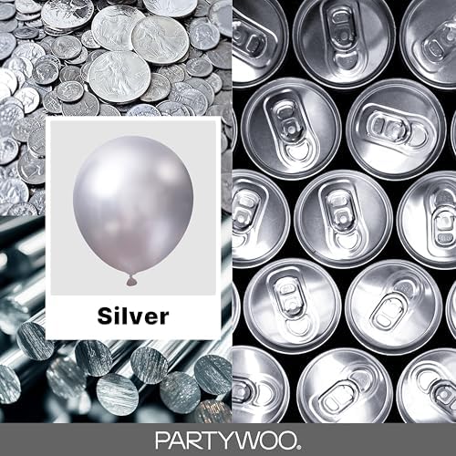 PartyWoo Metallic Silver Balloons 50pcs Latex Helium Balloons 12 Inch - Image 2