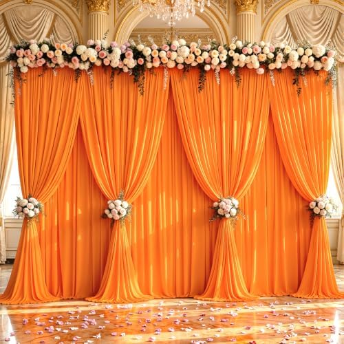 30x10ft Orange Backdrop Curtain Panels for Parties - Wrinkle Free Polyester Photo Curtain Backdrop Wedding Back Drop Fabric Drapes for Party Decorations Background for Photography - Image 4