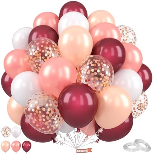 Maroon Balloons, 50 Pcs Burgundy for Fall Thanksgiving Anniversary Party by Saxuxu