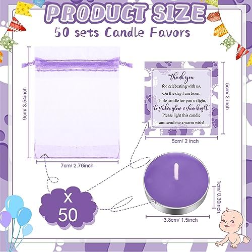 Geosar 50 Sets Baby Shower Party Favors,Purple - Image 2