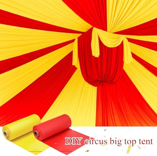 Moukeren 2 Roll Circus Carnival Table Cover Backdrop, Yellow, Red - Image 4