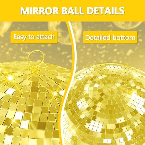 Gold Disco Ball Mirror Ball 16 inch for Party Decor, Hanging Disco Balls Decoration for Wedding, Events, Disco Party, Home Decorations, Dance Floor and Celebrations - Image 3
