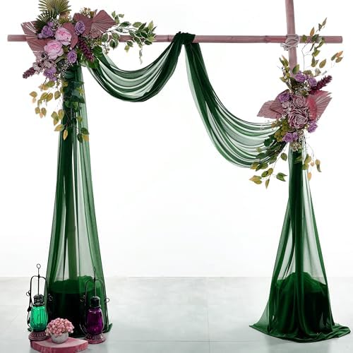 Pack of 2 Wedding Arch Drape Panel Fabric 30" x 50ft - Hunter Green - Image 2