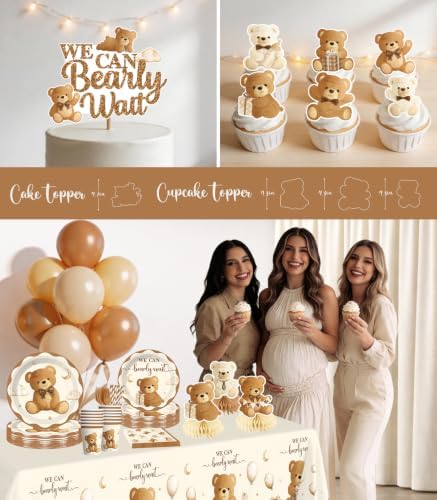 Xynic Brown Bear Baby Shower Decorations,Serves 25 Guests - Image 6
