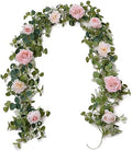 Anna's Whimsy 5.91FT Artificial Eucalyptus Garland with Flowers, Fake Rose Gypsophila Garland, Faux Floral Greenery Garlands for Wedding Spring Party Art Table Runner Decor (Pink, 1) by AnnasWhimsy