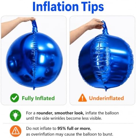 Togvu Blue Silver Round Foil Balloons, 16PCS Different Sizes 4D Ball Balloon - Image 3