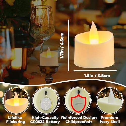 Realistic Flameless Tea Lights - 50 Pack Mega Bulk Set with Dancing Flicker, Heavy-Duty LED Votives for Weddings, Events & Home Decor (Ivory Base, 50 Pack) - Image 4