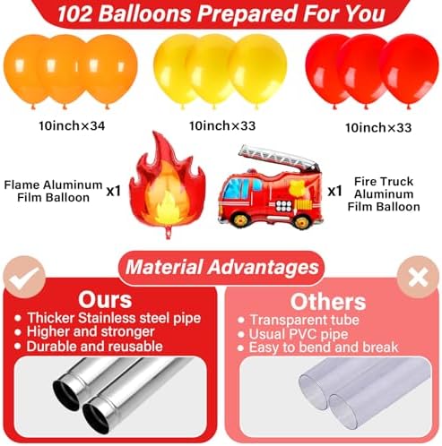 2 Sets Fire Balloon Column Stand Kit Adjustable Fire Truck Balloon Decor - Image 3