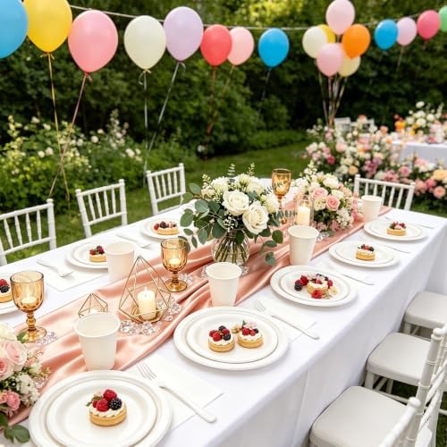 White Plastic Party Plates Set 30 Guest for Wedding Birthday Decorations - Image 6