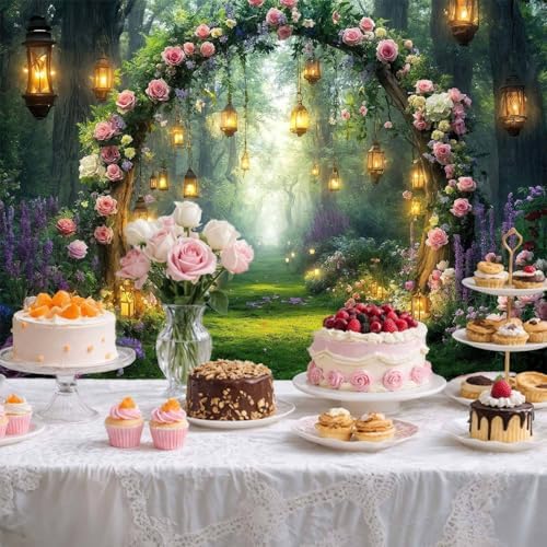 10x8ft Purple Flower Wedding Photography Backdrop Lavender Floral Wedding Bridal Photography Backdrop Anniversary Birthday Baby Shower Girl Party Banner Photo Booth Props Background Wall Decor - Image 3