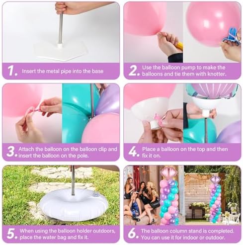 2 Sets Mermaid Balloon Column Stand Kit Adjustable Mermaid Balloon Decor - Image 4