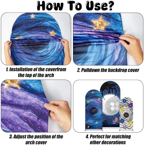 101P Starry Night Arch Backdrop Covers Balloon Garland for Halloween Decor - Image 3