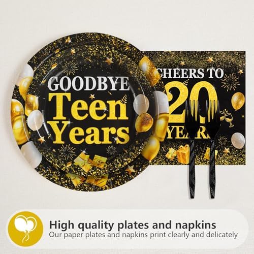 Grencian 96 Pcs Happy 20th Birthday Party Decorations, Serves 24 - Image 4