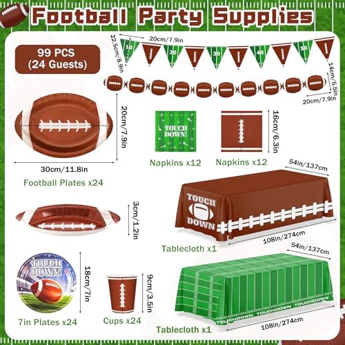 99PCS Football Party Tableware Supplies,Touchdown Birthday Party Decoration - Image 2