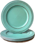Antique Green Charger Plates,13 Inch Vintage Dinner Plate Chargers Round Server Ware.Set of 6 Plastic Beaded Chargers for Dinner Plates, Party, Wedding(Turquoise) by Umisriro