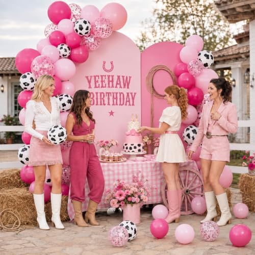 Pink Cow Balloons, Cow Print for Cowgirls Western Rodeo Farm Birthday Party - Image 4