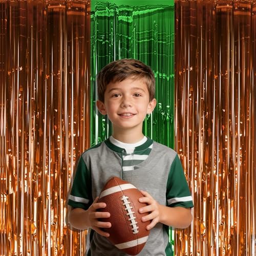 Football Party Decorations for Super Game Bowl 2027 - Green Brown Tinsel Streamers Backdrop Banner | Football Party Favors Supplies Indoor Outdoor - Game Day Birthday Party Accessories for Wall Door - Image 5
