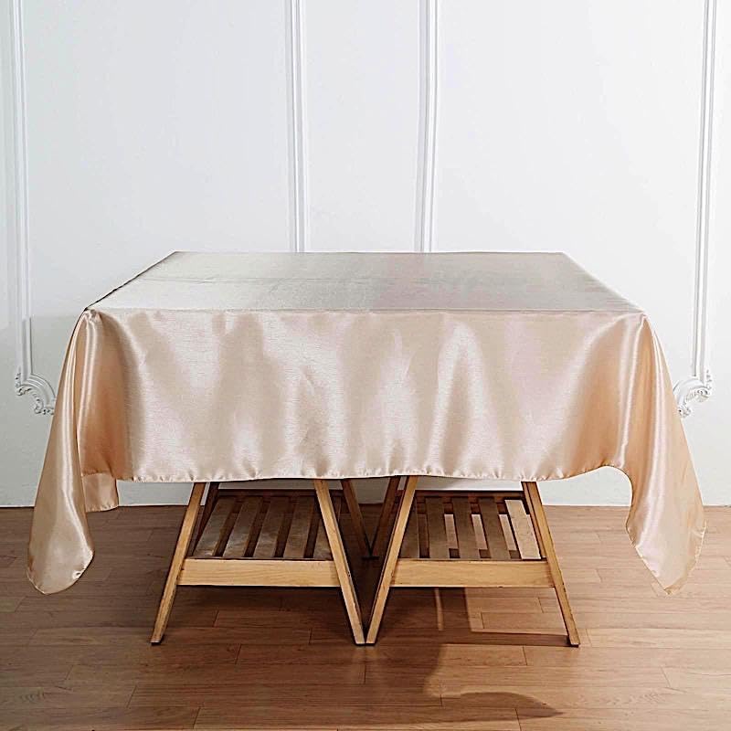 Balsa Circle 10 pcs 72x72 inch Beige Square Tablecloth Satin Fabric Overlays Linens | Table Cloths Cover for Wedding Party Banquet Reception Events Decoration Kitchen Dining Events Kitchen Dining - Image 3