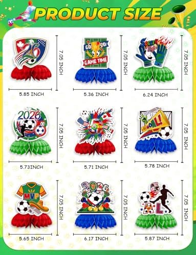 Soccer Table Decorations, 9PCS Soccer Centerpieces for Table - Image 4