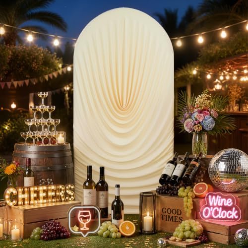 7.2FT Beige Draped Arch Cover, Ruched Ripple Arch Backdrop Cover for Wedding, Baby Shower, Birthday, Bridal Shower & Party Decorations - Image 4