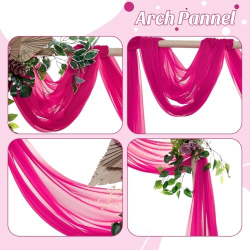 Pack of 1 Wedding Arch Drape Panel Fabric 30" x 75ft - Hot Pink - Image 5