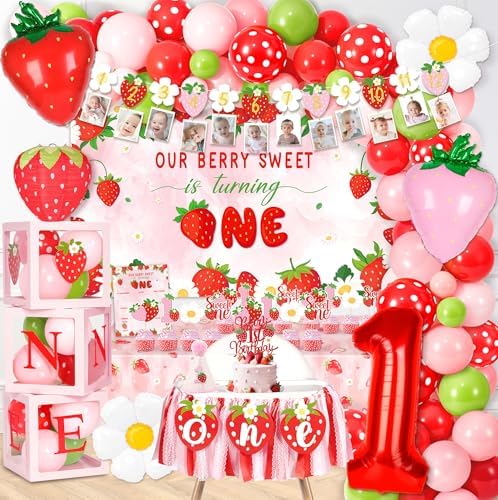 Kriyokiaa Berry First Birthday Decorations, Strawberry Shortcake Kit by Kriyokiaa