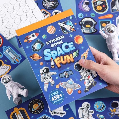 24 Sheets Space Stickers - 450+ Vibrant Planets, Astronauts and Rockets Decal Sticker Book for DIY Craft, Scrapbooking, Journaling and Laptop Decoration, Outer Space Stickers, Men, Women - Image 2