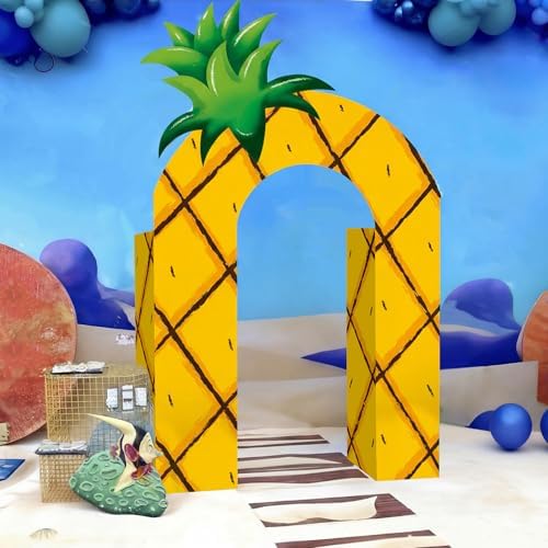 Bucherry 7 Pcs Pineapple Ocean Party Decor Cardboard Yellow Cartoon House by Bucherry