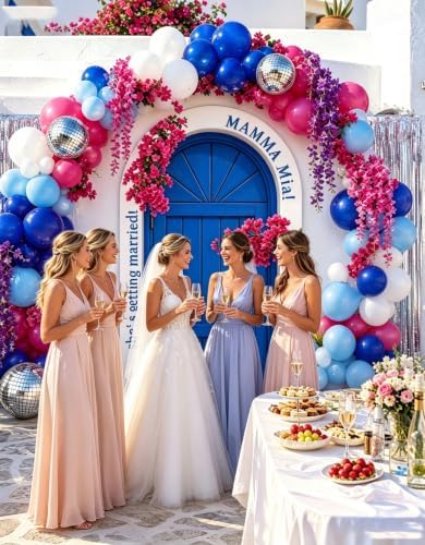190PCS Mamma Mia Party Decorations Balloons 6.5FT Banner ，Blue Door - Image 5