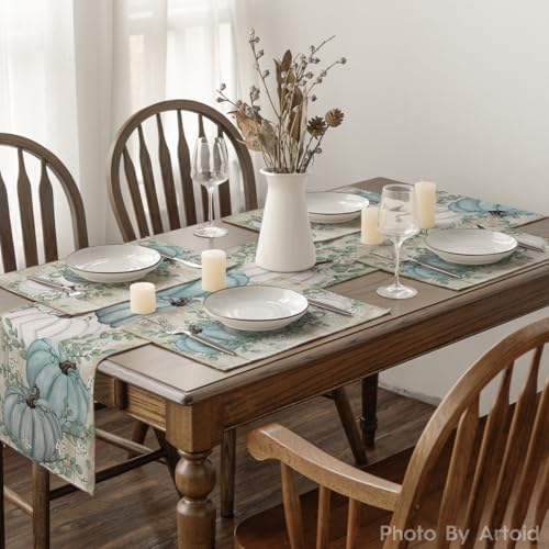 Artoid Mode Wood Pumpkins Leaves Fall Placemats Set of 4-12 x 18 Inch - Image 6