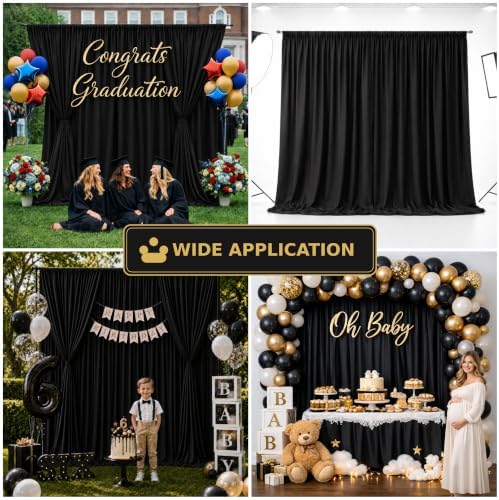 40x10 FT Black Backdrop Curtains for Weddings, Parties and Photo Booths - Image 6