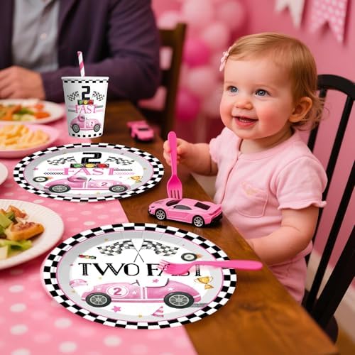 cocomigo 291pcs Two Fast Birthday Decor for 2 Year Old Girl, for 25 Guests - Image 4