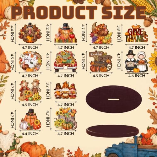 Wesiti 12 Pcs Thanksgiving Turkey Table Decoration, Wooden Fall Centerpiece - Image 3