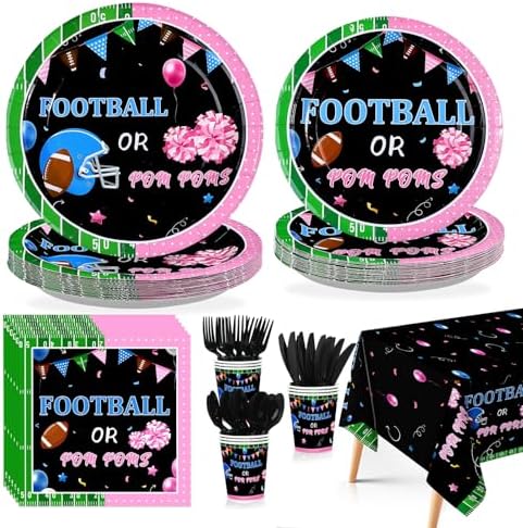 170Pcs Football Gender Reveal Football or Pom Poms Decorations Serves 24 by Greencian